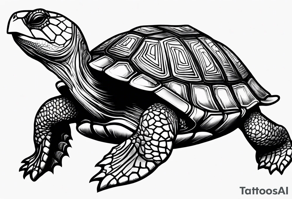 a turtle design with the name 'Magali' in it in old englisch tattoo idea