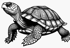 a turtle design with the name 'Magali' in it in old englisch tattoo idea