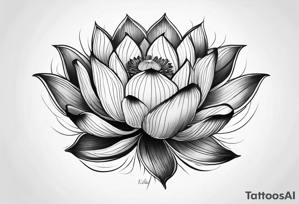 a masculine line drawing of a lotus flower tattoo idea