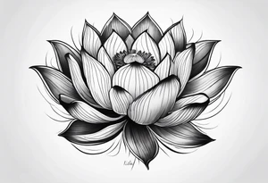 a masculine line drawing of a lotus flower tattoo idea