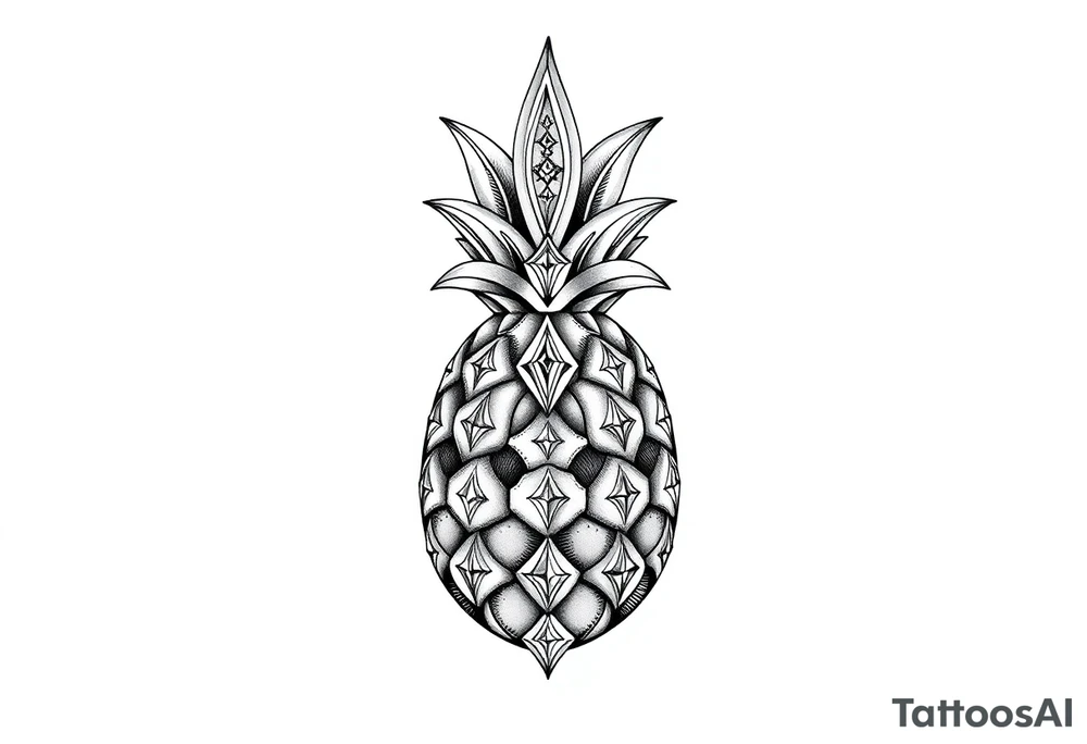 pineapple with diamonds and magestic, crown, vagina, anus, pubic tattoo idea