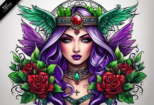 purple green red crosses tattoo idea