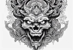 Escaping demons from hell, smoking, fire tattoo idea