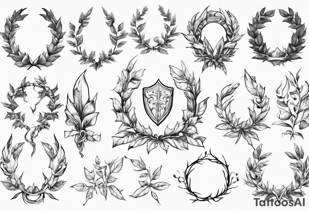 Knight wreath leaves tattoo idea