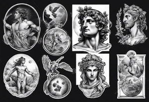 realistic Apollo greek mythology tattoo idea