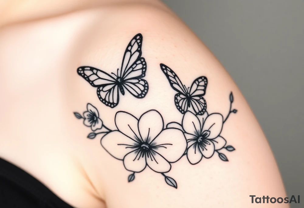 Butterflies over orchids tattoo idea