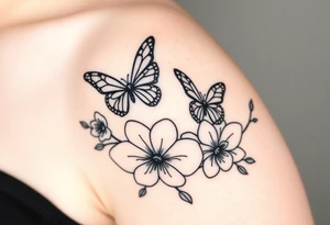 Butterflies over orchids tattoo idea