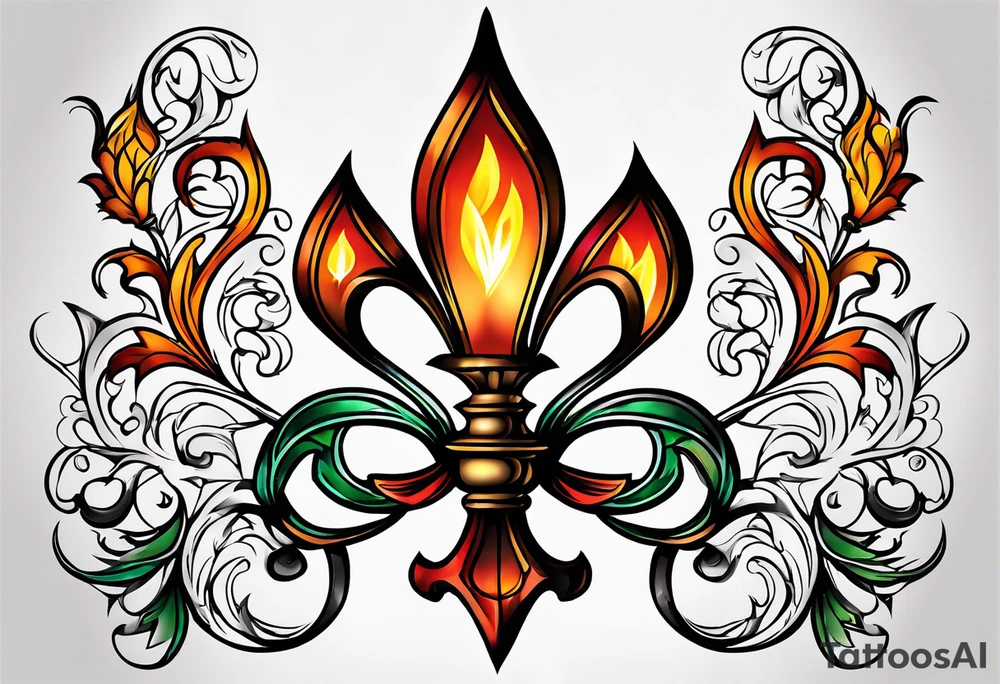Fleur de lys celtique en flamme tattoo idea