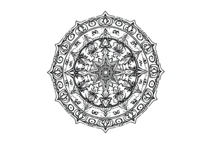 mytical shaman and witch ancient  mandala
ornament with runes tattoo idea