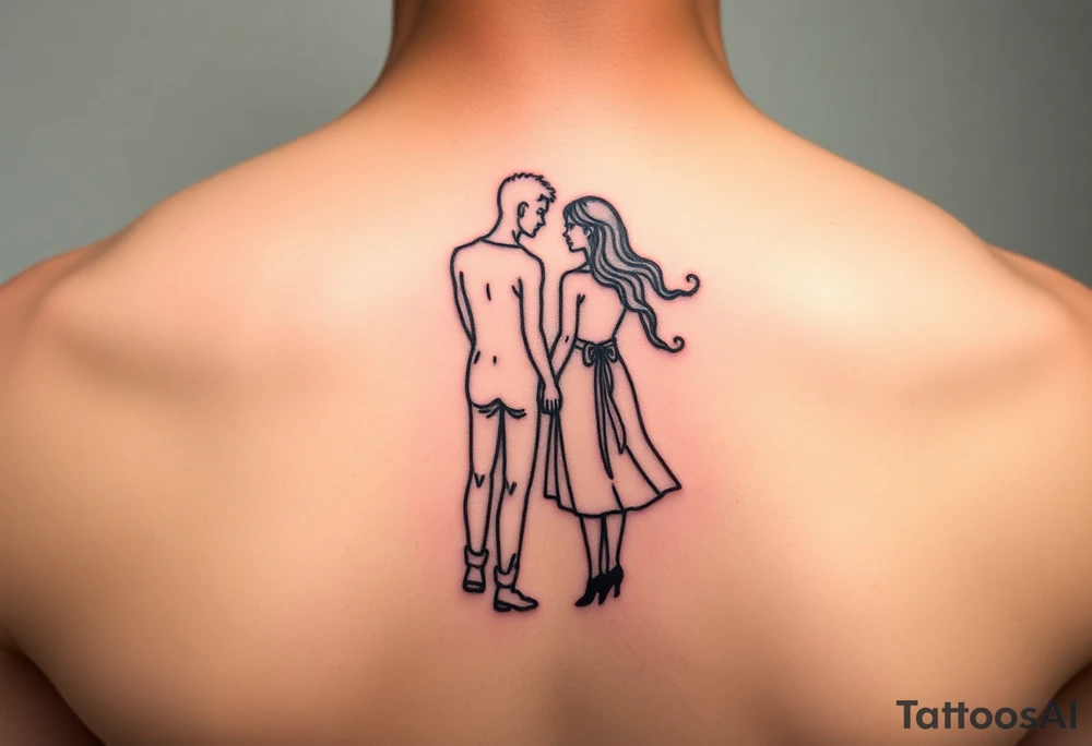 Two people in love holding each other tattoo idea