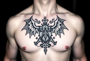Powerful and Demonic Irish family crest for a full chest tattoo tattoo idea