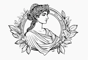 The greek goddess clio in ancient greek style tattoo idea