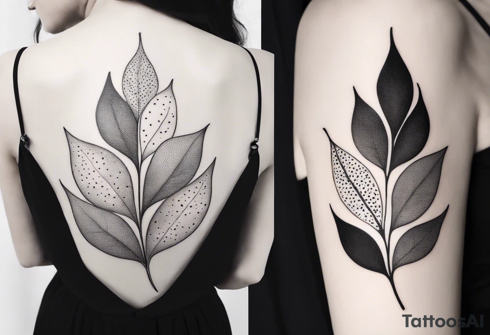 Create a delicate tattoo with beautiful flowing and delicate leaves in fineline minimalistic style tattoo idea