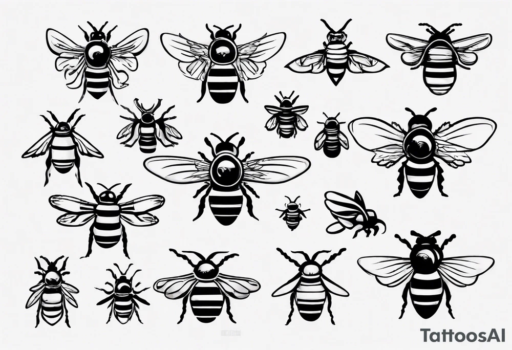 comic Biene in der seiten ansicht tattoo idea