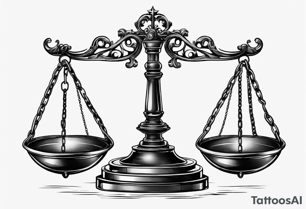 libra scale with broken chains tattoo idea
