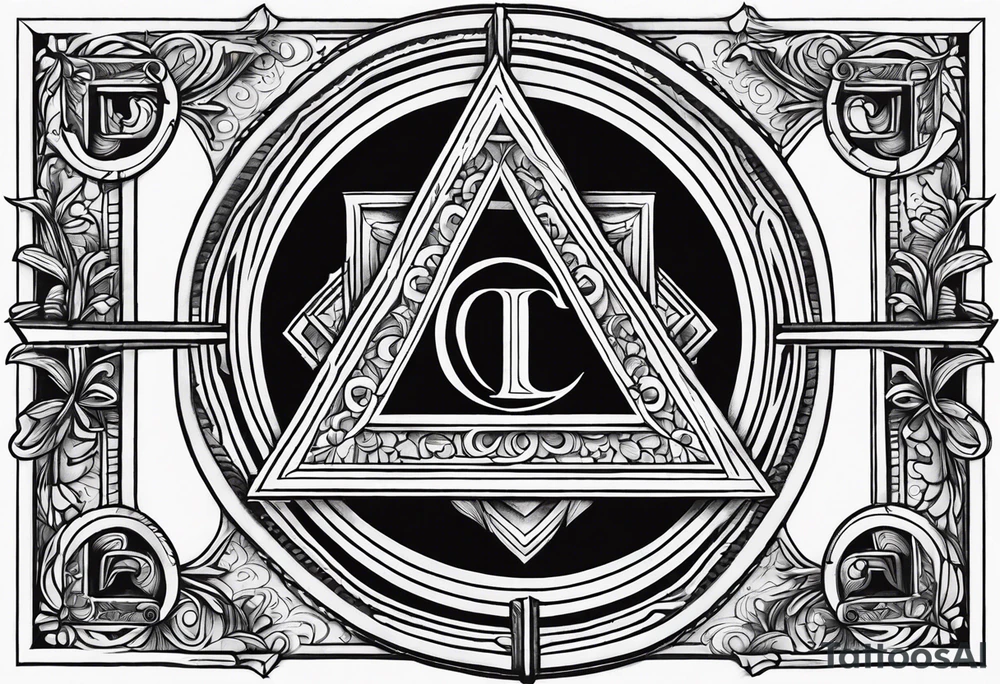 free masonry symbol , rectangle tattoo idea