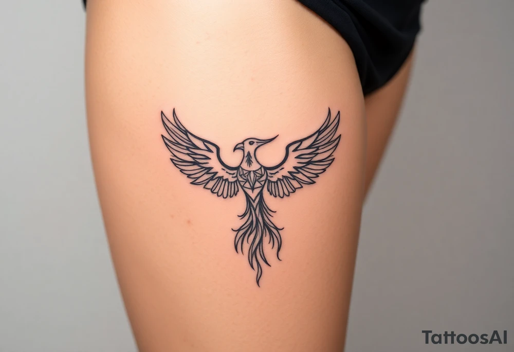 geometric phoenix tattoo idea