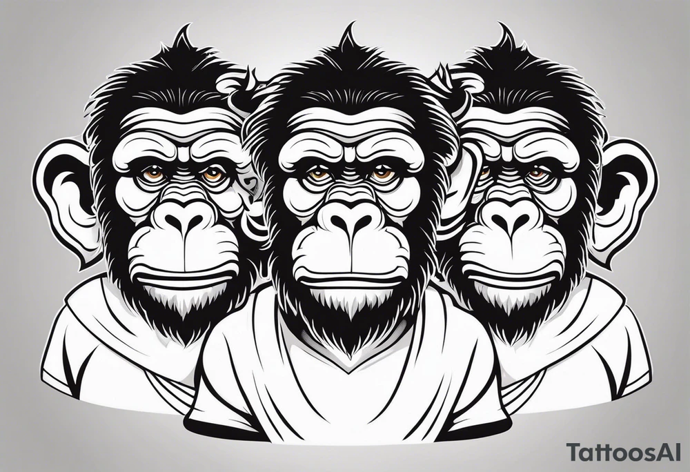 Three wise monkeys: one with his hands on eyes, one with his hands on mouth, one with his hands on ears.
They look wise and cool tattoo idea