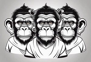 Three wise monkeys: one with his hands on eyes, one with his hands on mouth, one with his hands on ears.
They look wise and cool tattoo idea