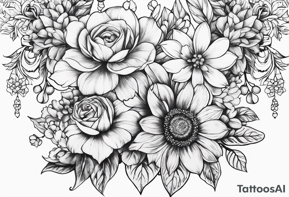 ornaments of flowers tattoo idea