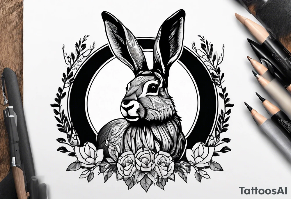 jackalope  silhouette portrait tattoo idea