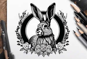 jackalope  silhouette portrait tattoo idea