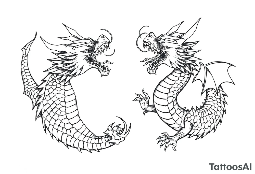 roaring dragons tattoo idea