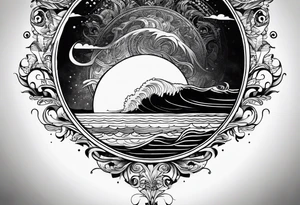 fantasy related, and sea related, with the words: "the sea does not dream of you" tattoo idea