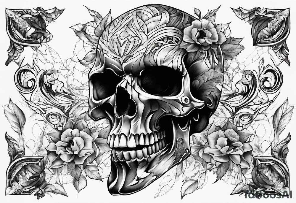fragmented screaming skull tattoo idea