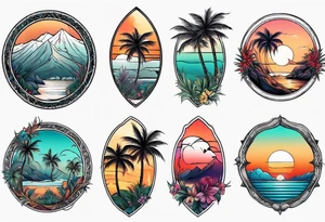 Juniper and palm tree sleeve. Female tattoo idea