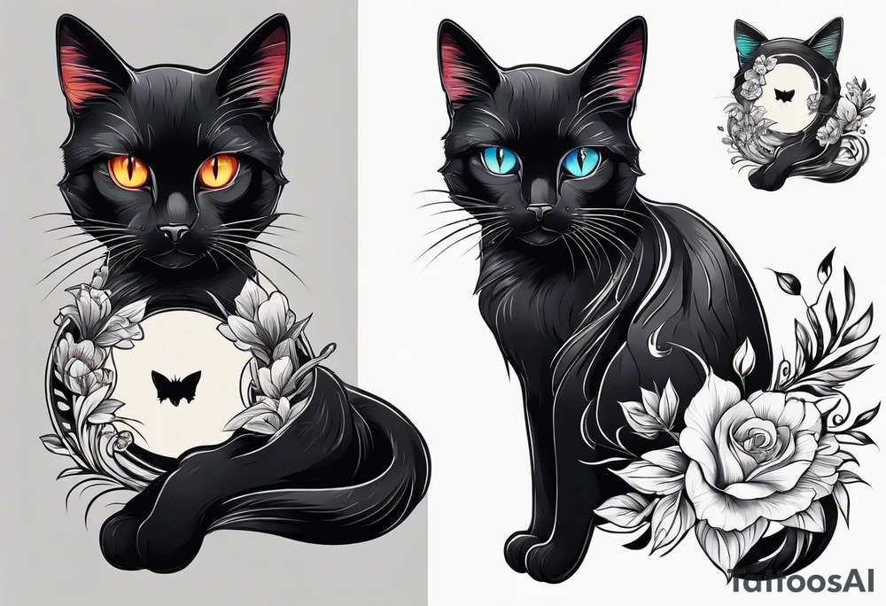 Black cat inside arm tattoo idea