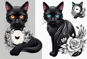 Black cat inside arm tattoo idea