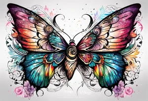 Butterfly and half angel wings with words your wings were ready but my heart was not tattoo idea