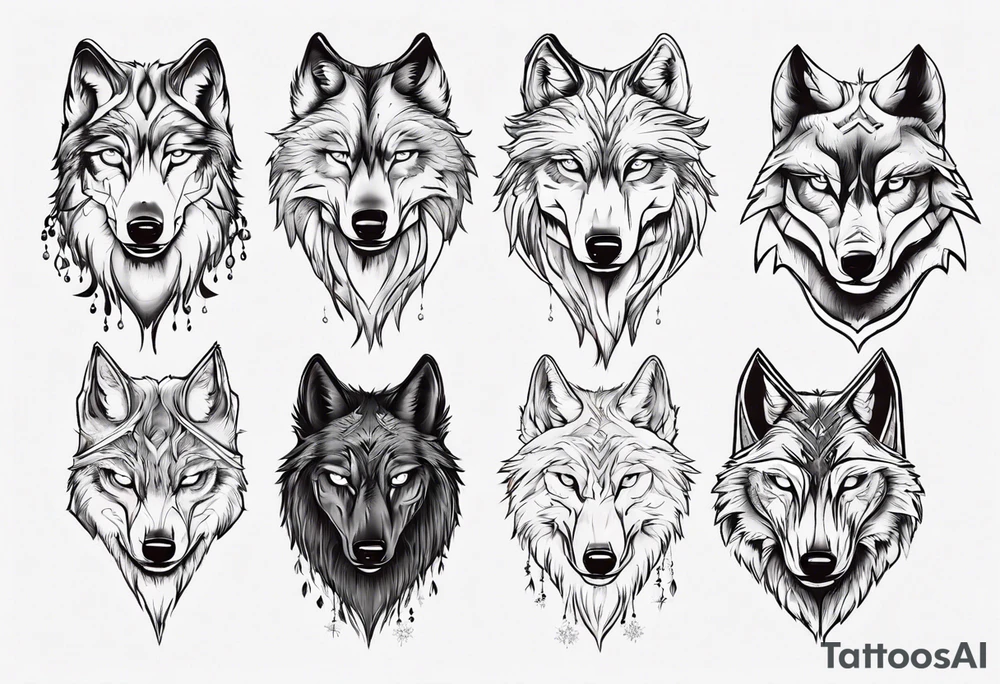 wolf with frozen eyes tattoo idea