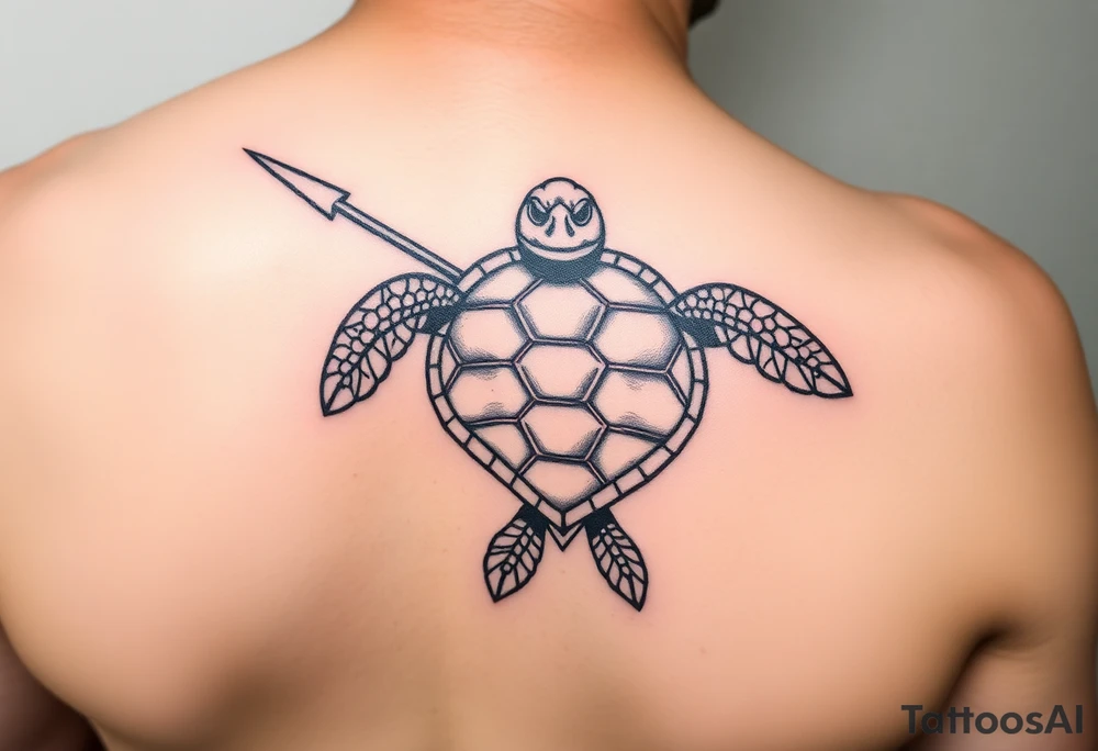 turtle with trident tattoo idea