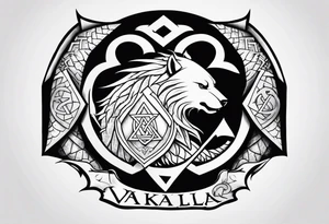 Sword shield dragon Valhalla valknut bear tattoo idea