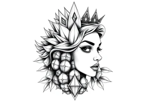 Majestic, pineapple, crown, diamonds, vagina, anus tattoo idea