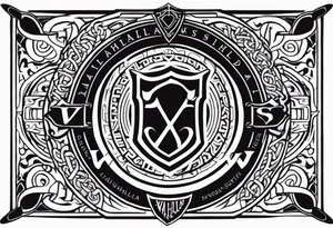 Valhalla shield sword stairs runes tattoo idea