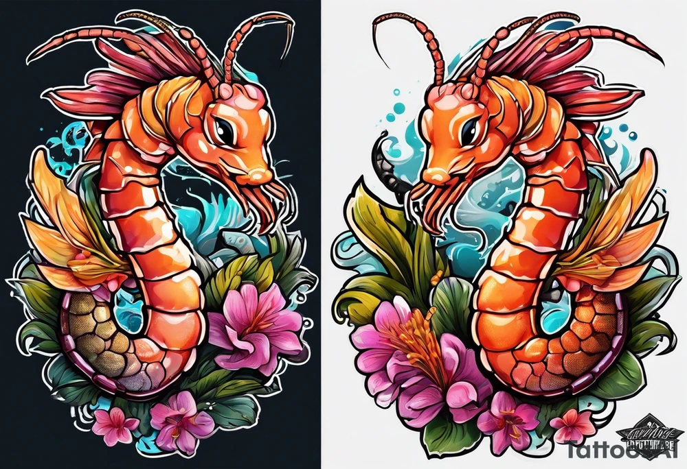 Shrimp dressed in a pimp costume tattoo idea