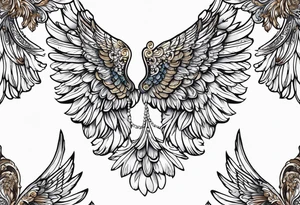 beautiful angel wings with filigree tattoo idea