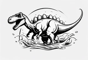dinosaur playing water polo tattoo idea