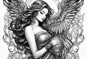 a love story between an angel and mortal tattoo idea