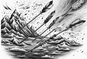 flaming arrows raining down from sky tattoo idea