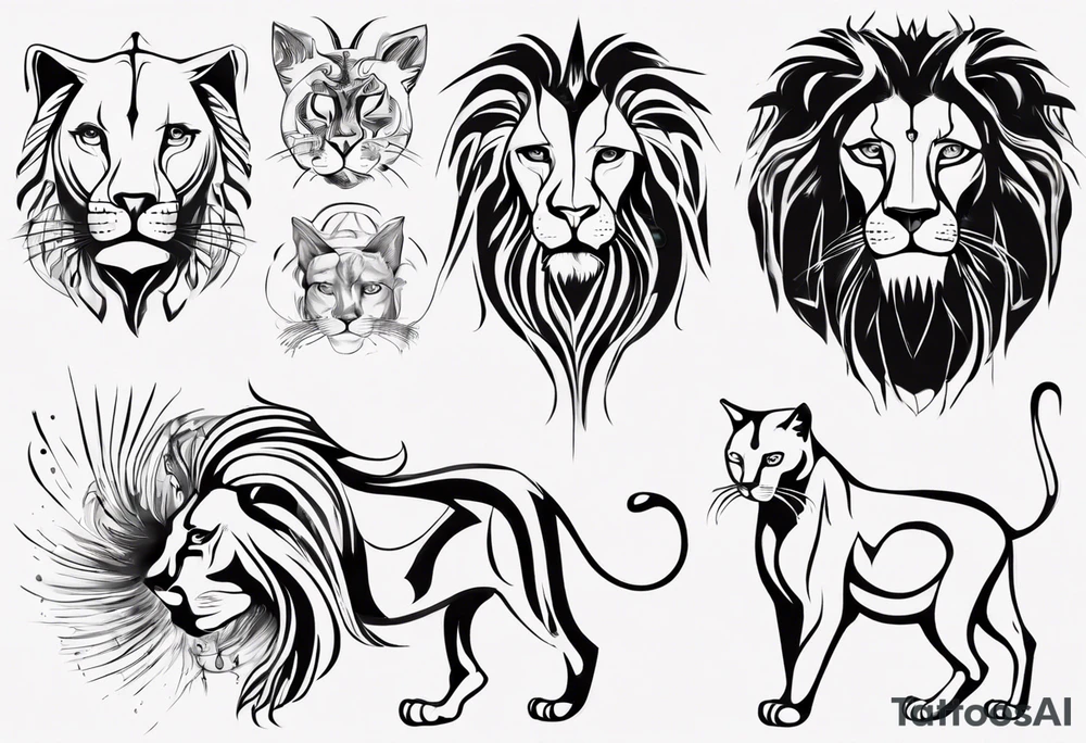 Lion with cat tattoo idea