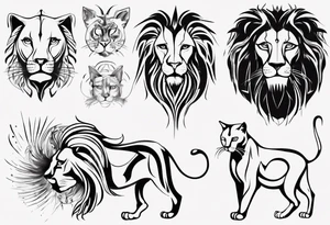 Lion with cat tattoo idea