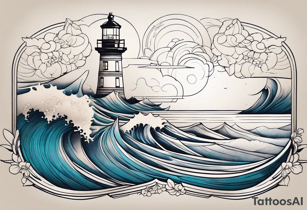 lighthouse at the ocean, minimalist tattoo idea