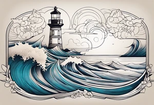 lighthouse at the ocean, minimalist tattoo idea