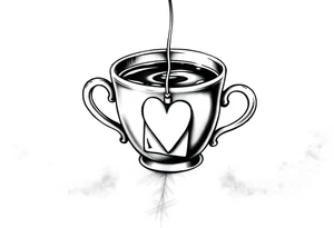 Cup of tea simple vintage small with a tea bag hanging out of the cup with a love heart on it tattoo idea