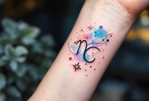 A subtle Aries star map in pastel blues and pinks celebrates the zodiac sign’s cosmic connection with a soft elegance. tattoo idea