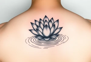 serene lotus flower emerging from sacred waters with ripples tattoo idea